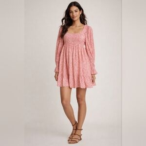 ✨ Pilcro Anthropologie Floral Smocked Babydoll Dress | Pink | Small ✨